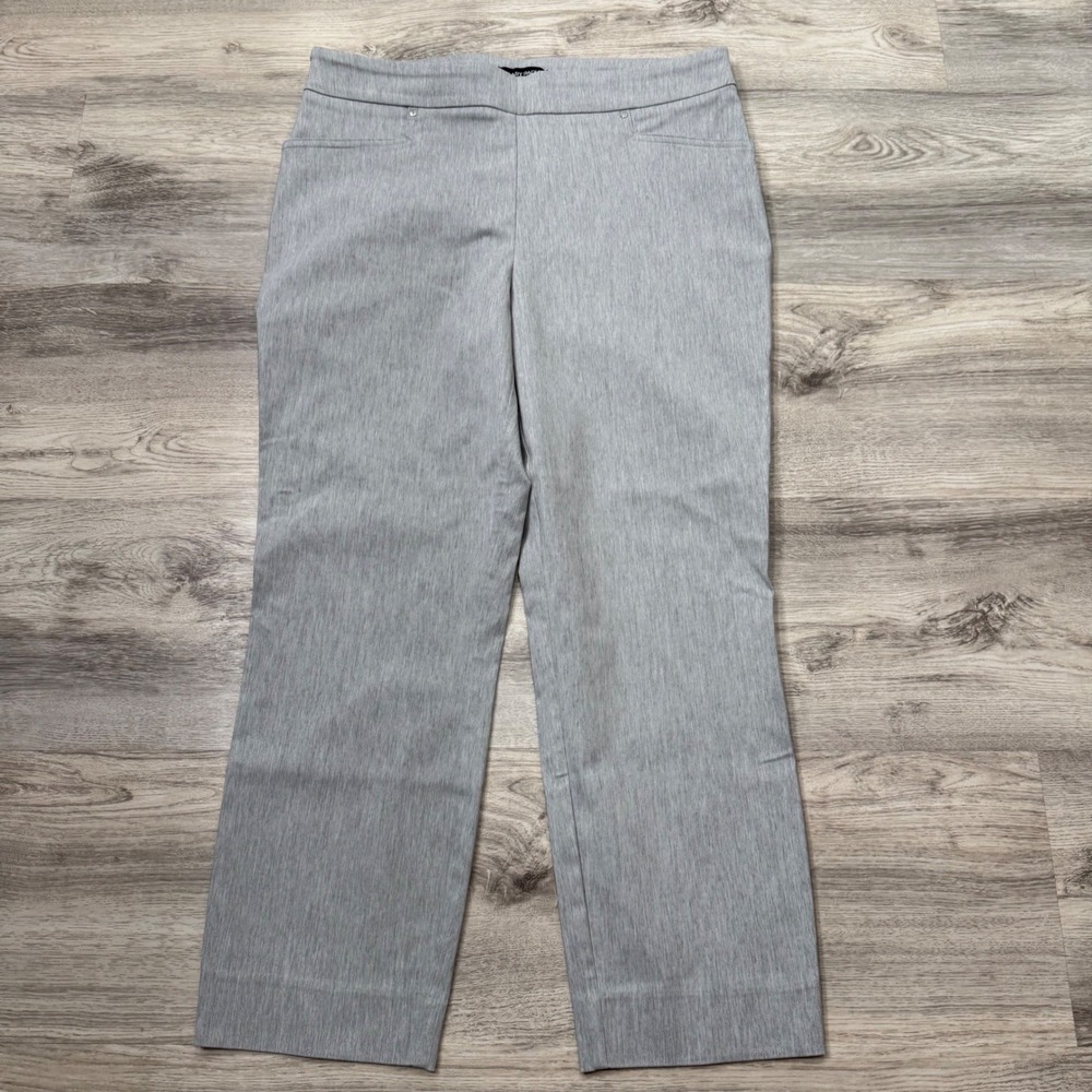Hilary Radley Womens Pull On Straight Leg Pants Gray Heather Stretch Size Large - Picture 2 of 11